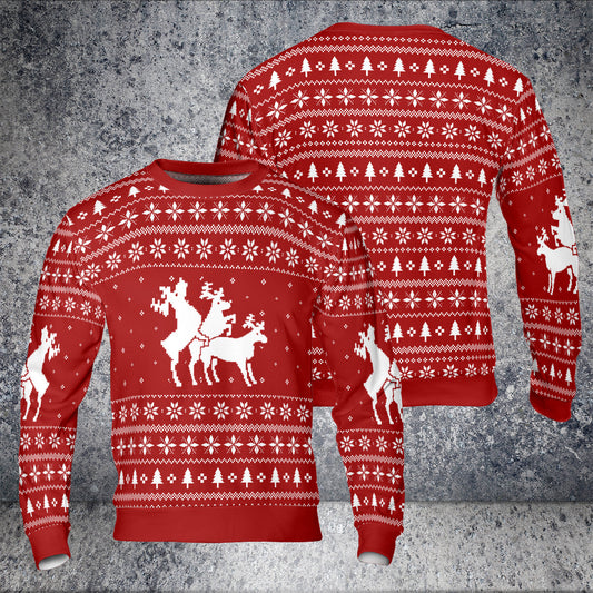WW | Drei Freche Rehe Hässlicher Weihnachtspullover - HYPERFAVOR