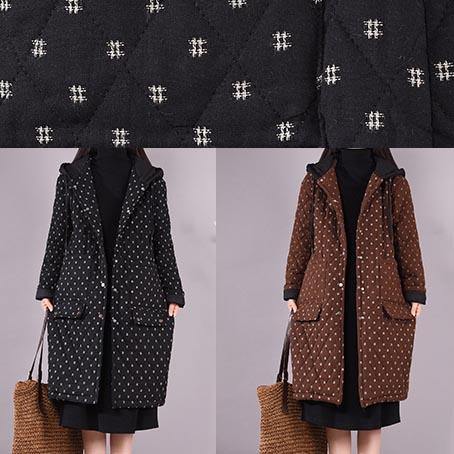 WW | Passform Mäntel Schwarze Kapuze Taschen Lässiges Outfit