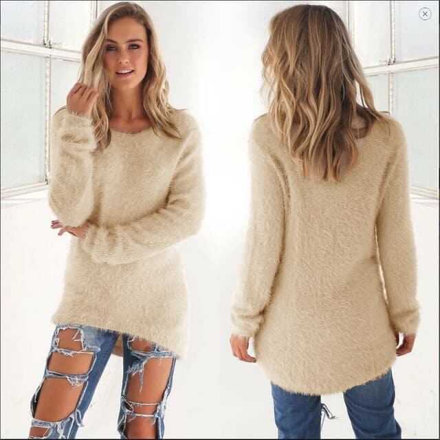 WW | Strickpullover - Weiche Flauschige Qualität - Legere Passform - Lange Ärmel