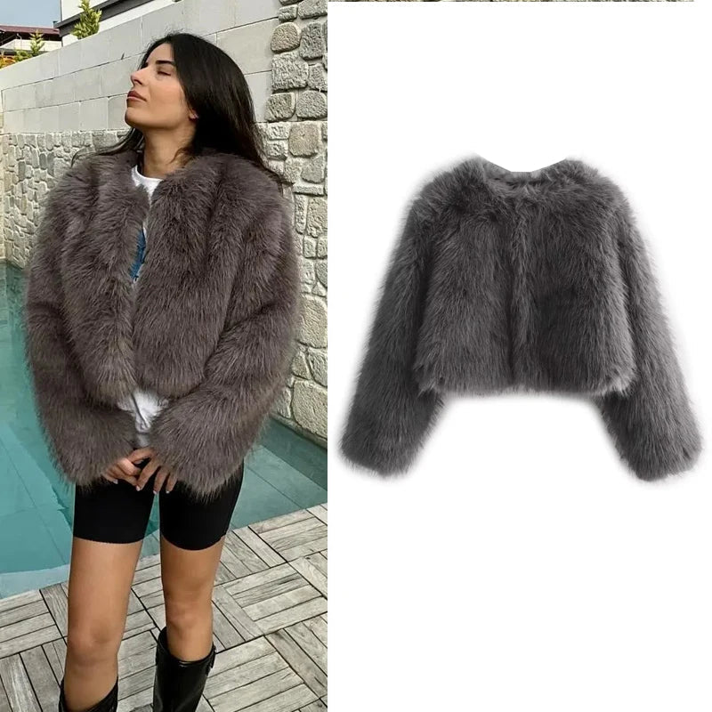 WW | Elegant Plush Faux Fur Coat
