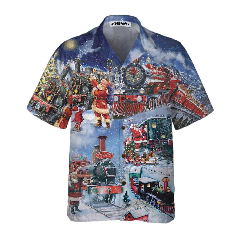 WW | Train To Christmas Hawaiian Shirt, Lustiges Weihnachtshemd, Geschenk Für Weihnachten