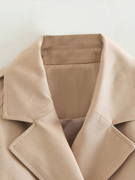 WW | Beige Gürtel Taillierte Jacke Damenjacke