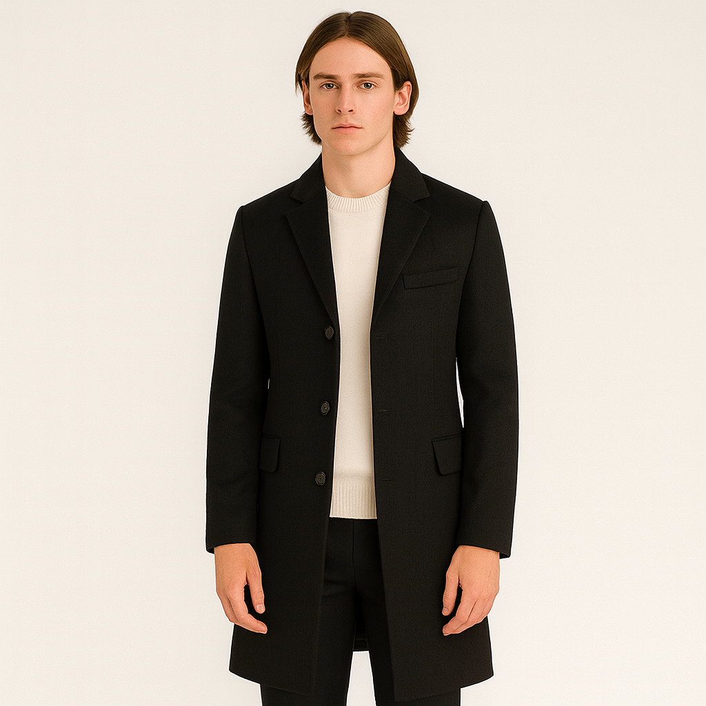 WW | Men's Single-Breasted Wool Coat, Mid-Length