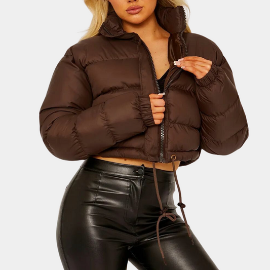 WW | Damen Trendy Pufferjacke In Kurzem Modell mit Hohem Kragen