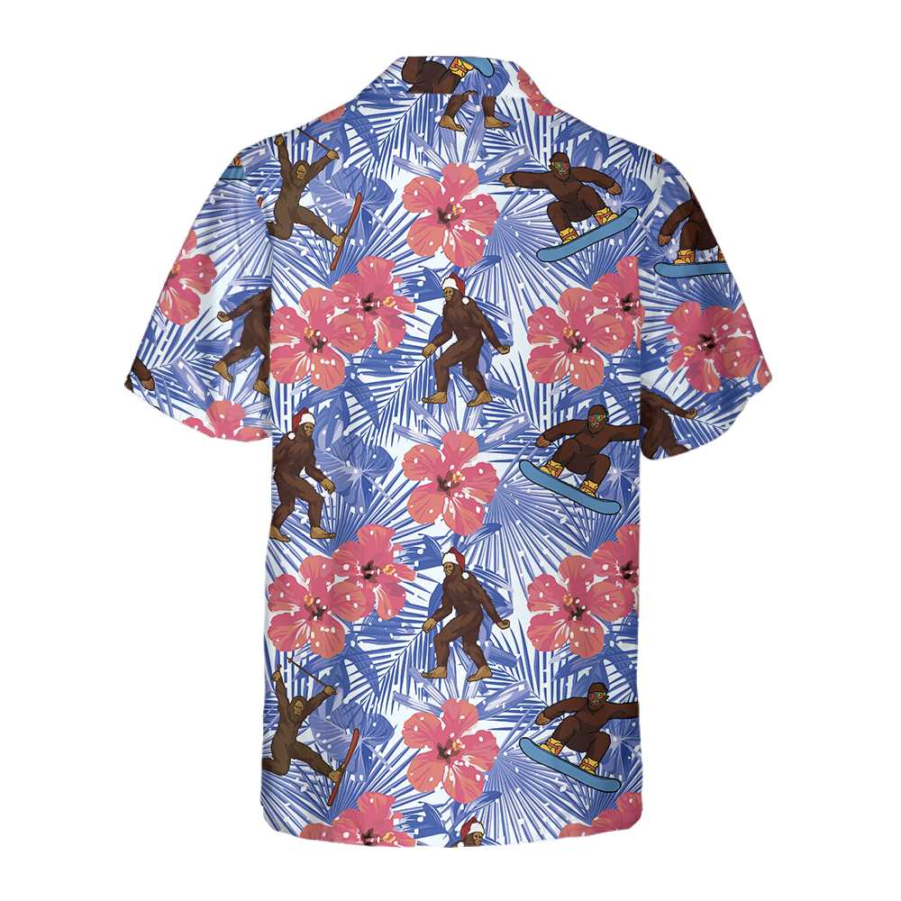 WW | Tropisches Weihnachten Bigfoot Hawaiian Shirt, Lustiges Weihnachten Bigfoot Shirt, Geschenk Für Weihnachten