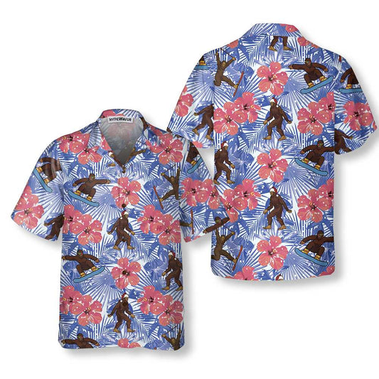 WW | Tropisches Weihnachten Bigfoot Hawaiian Shirt, Lustiges Weihnachten Bigfoot Shirt, Geschenk Für Weihnachten