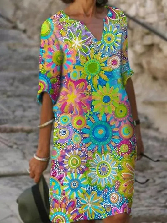 WW | Baumwolle Blumenkleid Für Damen