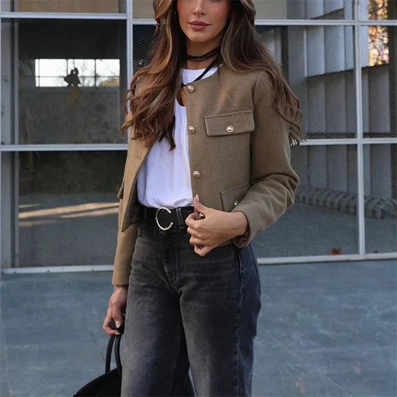 WW | Jacke Kurz Einreiher Blazer Jacke Damen Jacke