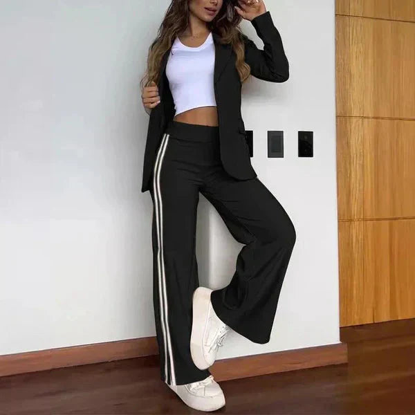 WW | Teiliges Satz Lässiger Blazer und Hose mit Weitem Bein für Damen