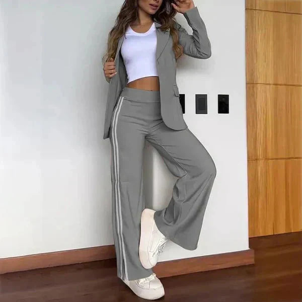 WW | Teiliges Satz Lässiger Blazer und Hose mit Weitem Bein für Damen