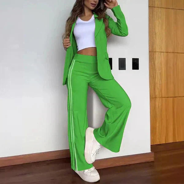 WW | Teiliges Satz Lässiger Blazer und Hose mit Weitem Bein für Damen