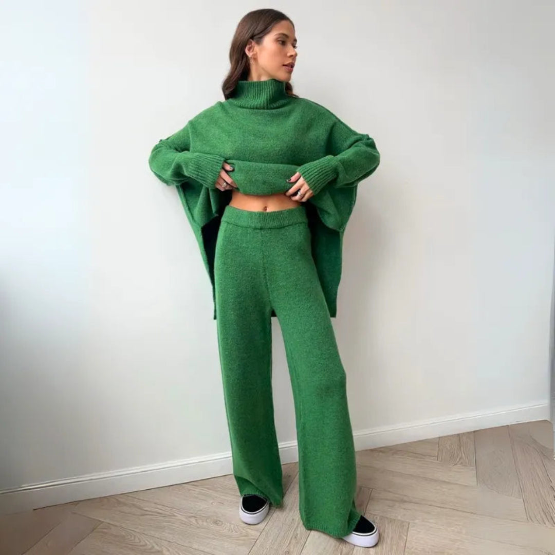 WW | Übergröße Lounge-Set mit Rollkragenpullover und weiten Hosen