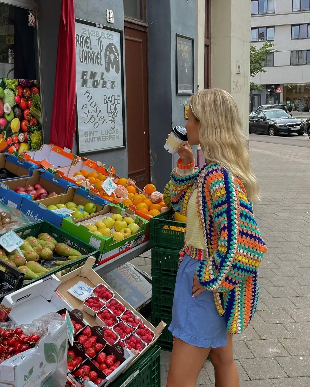 WW | Bunte gehäkelte Strickjacke