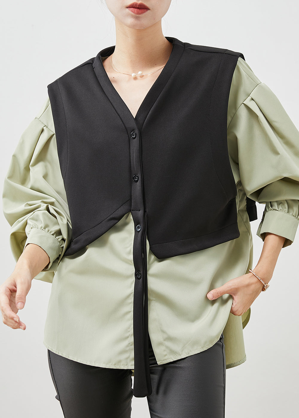 WW | Black Oversized Patchwork Cotton Coats