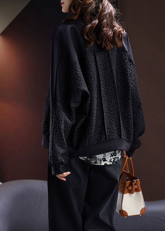 WW | Black Zipper Patchwork Button Coat
