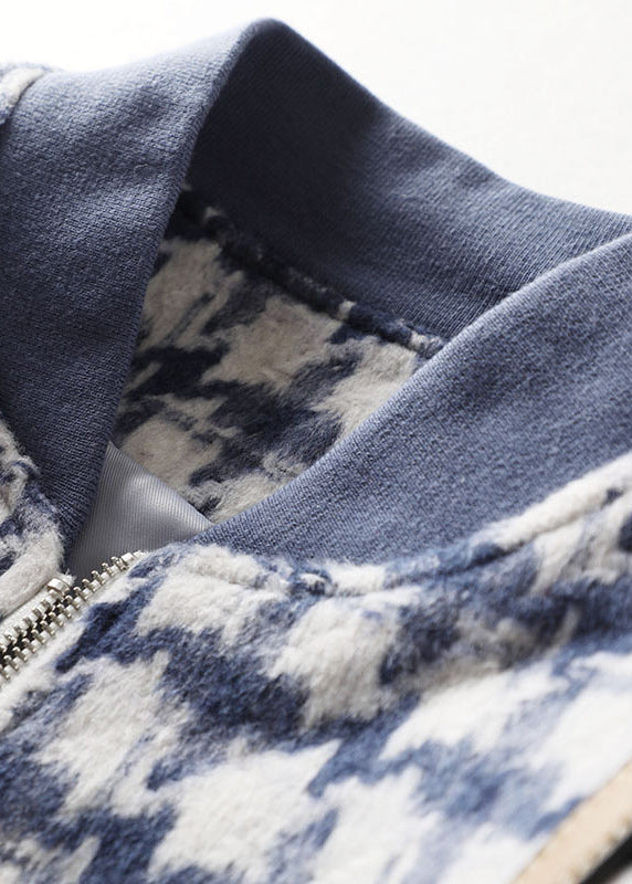 WW | Blaue Zip-Up Karierte Wolljacken