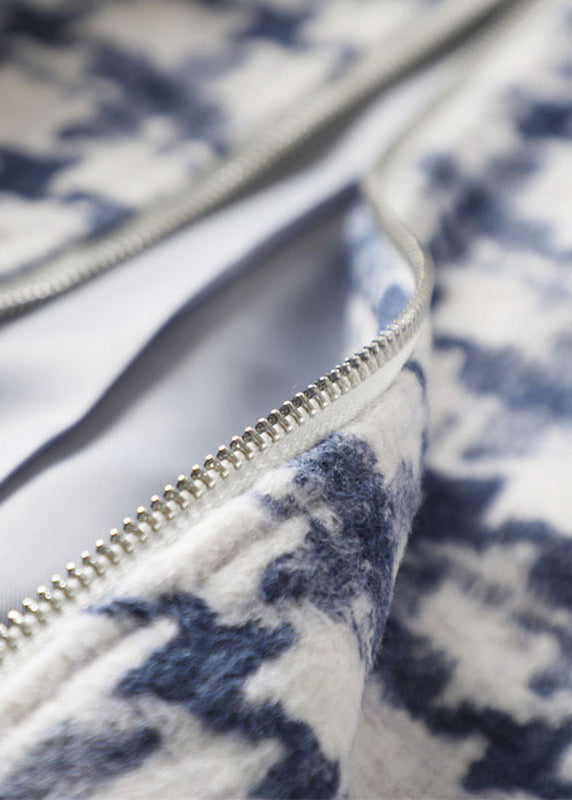 WW | Blaue Zip-Up Karierte Wolljacken