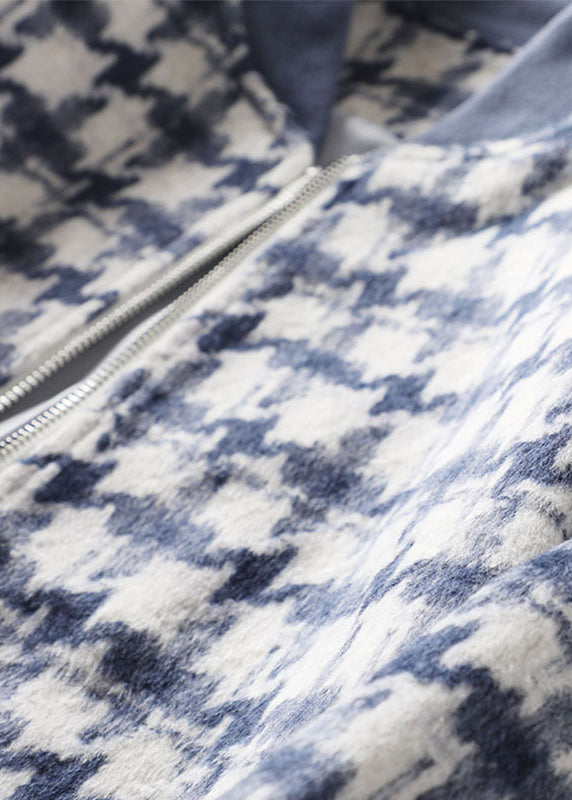 WW | Blue Zip-Up Plaid Wool Jackets