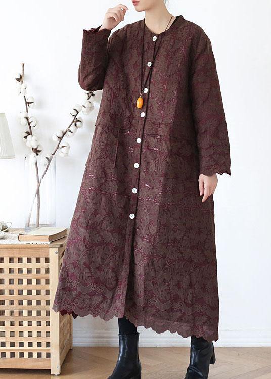 WW | Schokoladen Retro Jacquard Taschen Mäntel Lange Ärmel