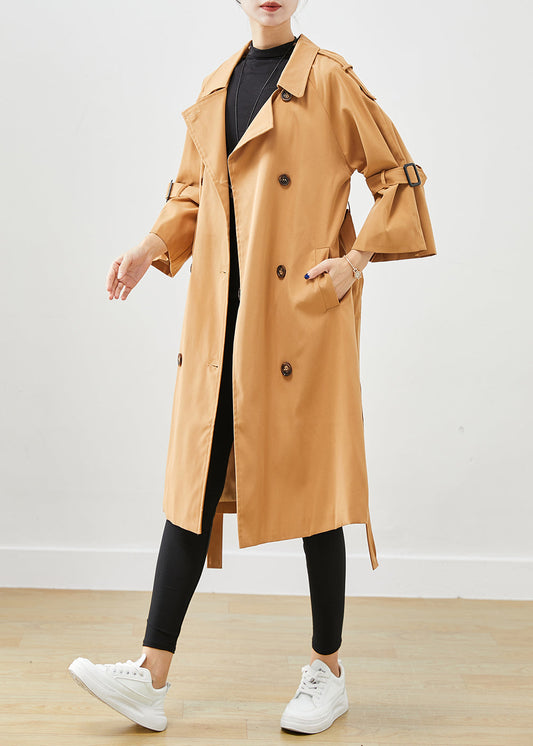 WW | Khaki Notched Doppelreihige Slim Fit Baumwoll-Trenchcoats