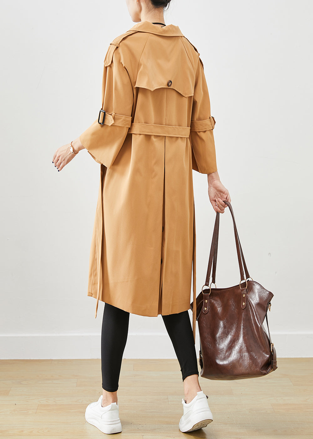 WW | Khaki Notched Doppelreihige Slim Fit Baumwoll-Trenchcoats