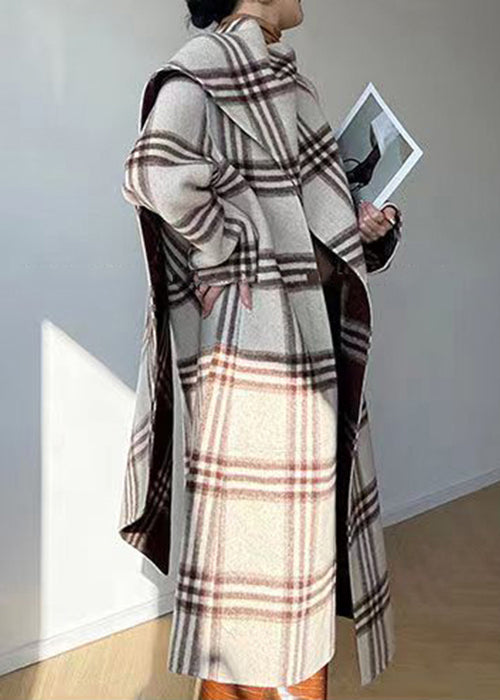 WW | Plaid Tie Waist Patchwork Reversible Wool Coats