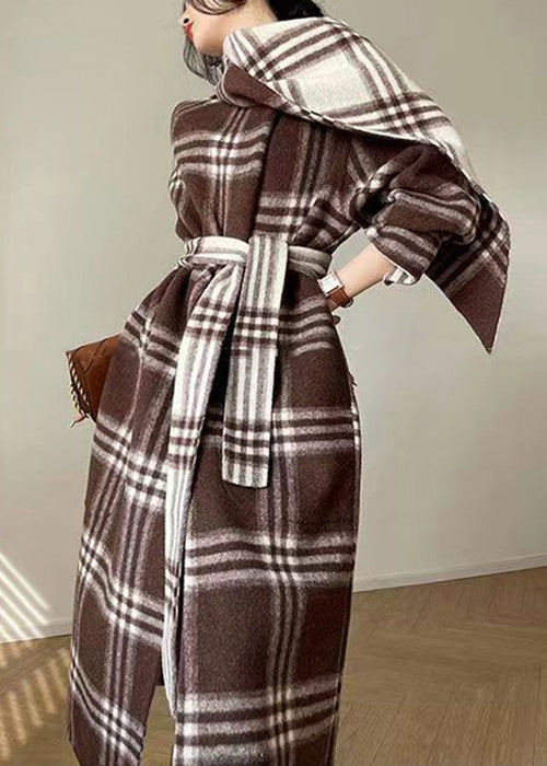 WW | Plaid Tie Waist Patchwork Reversible Wool Coats