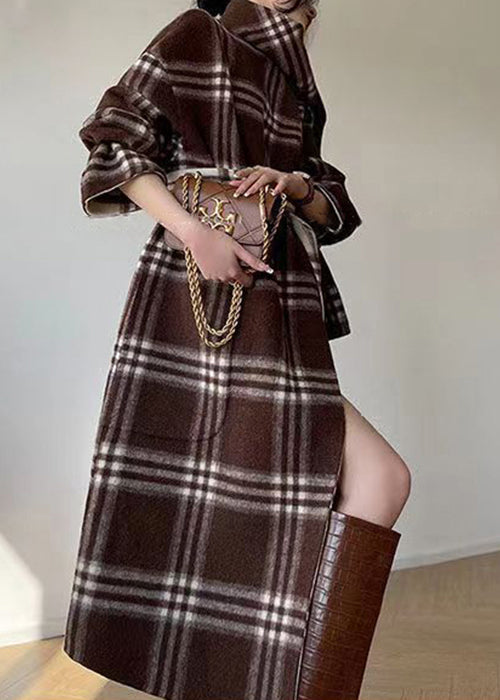 WW | Plaid Tie Waist Patchwork Reversible Wool Coats