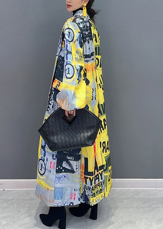 WW | Yellow Print Style Pockets Patchwork Cotton Coats