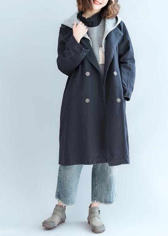 WW | Double-breasted fine clothing for women navy oversized jackets