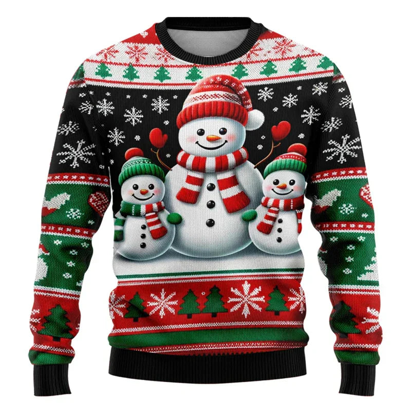 WW | Weihnachts-Pullover - Unisex 3D Schneemann & Weihnachtsmann Design mit bequemem Schnitt