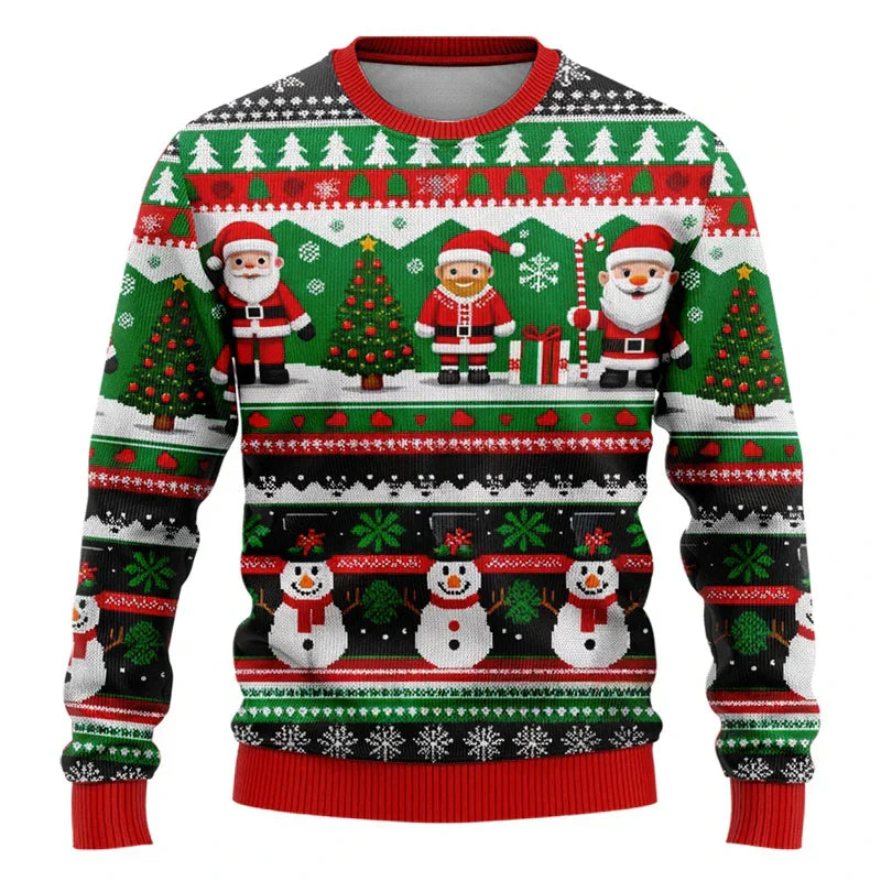 WW | Weihnachts-Pullover - Unisex 3D Schneemann & Weihnachtsmann Design mit bequemem Schnitt