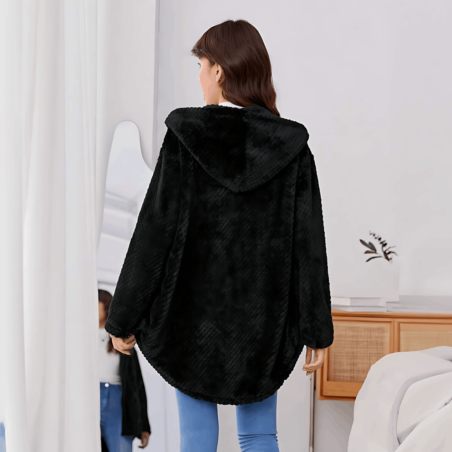 WW | Fleece Strickjacke mit Kapuze