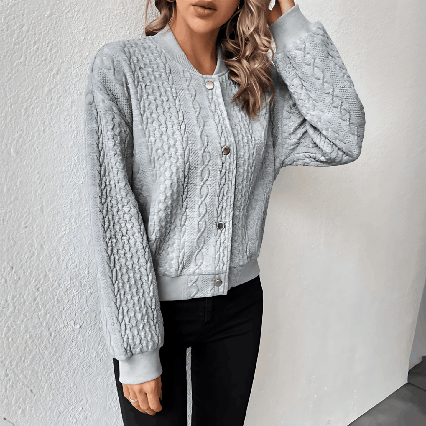 WW | Strickjacke Im Bomberjackenstil mit Knöpfen