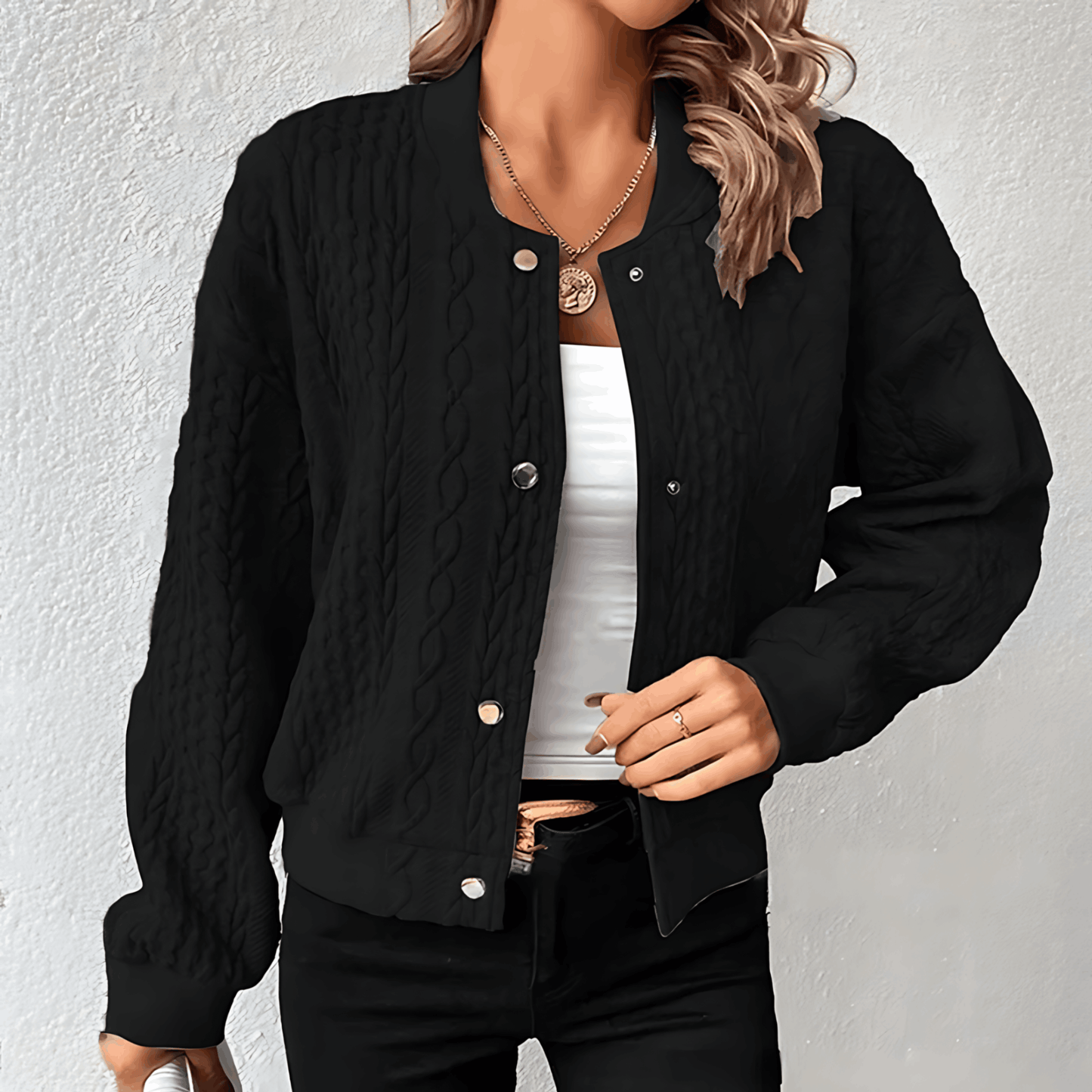 WW | Strickjacke Im Bomberjackenstil mit Knöpfen