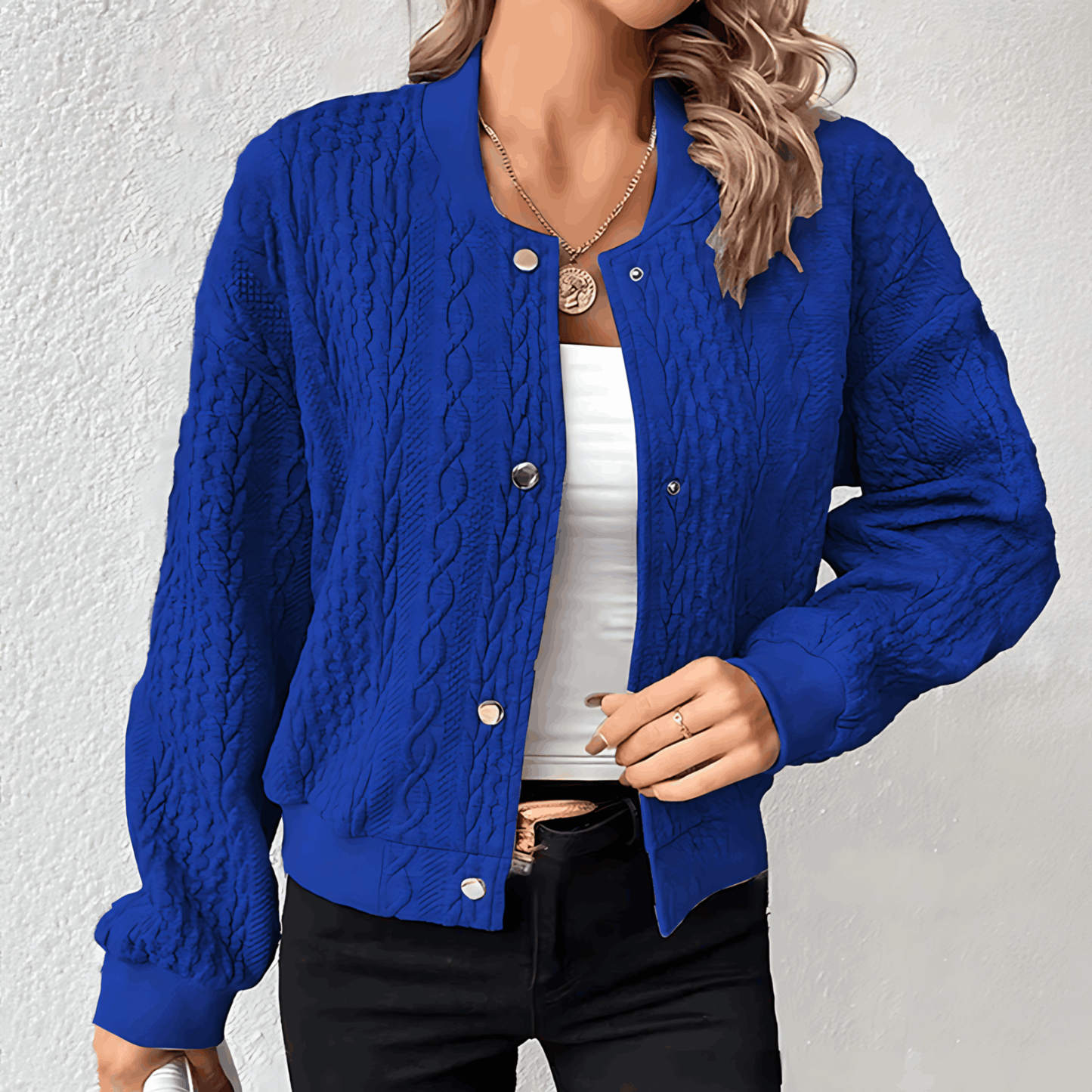 WW | Strickjacke Im Bomberjackenstil mit Knöpfen