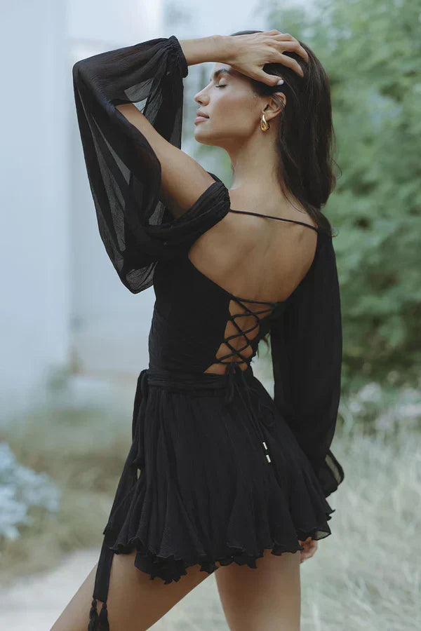 WW | Kleid WW | mit Fließenden Ärmeln und V-Ausschnitt
