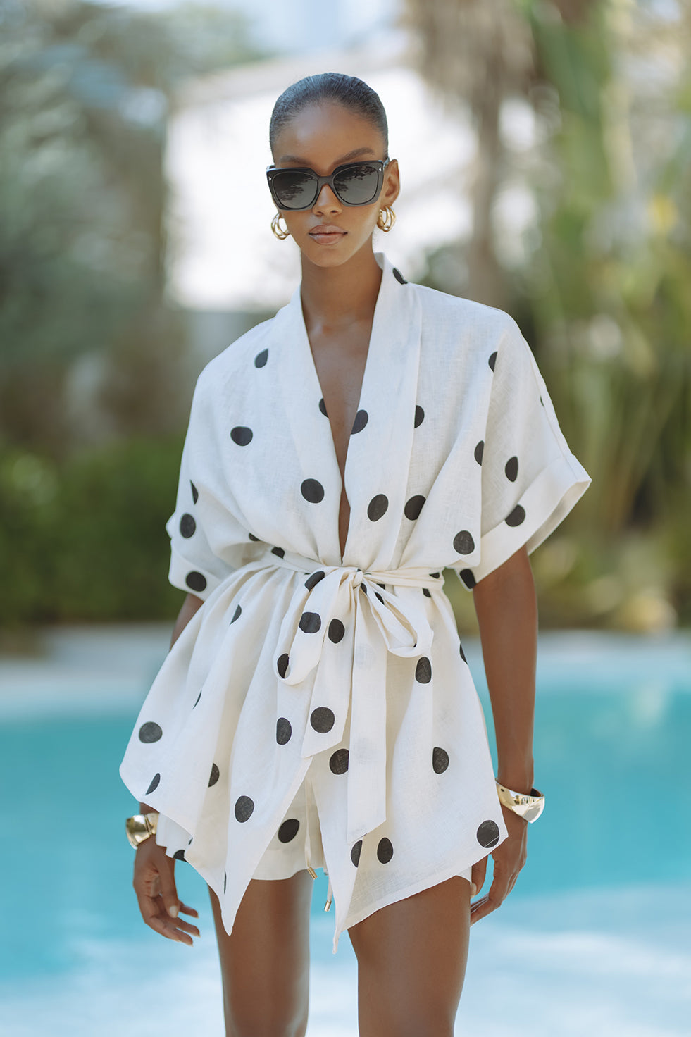 Rin | Two-Piece Kimono Set with Polka Dot Pattern