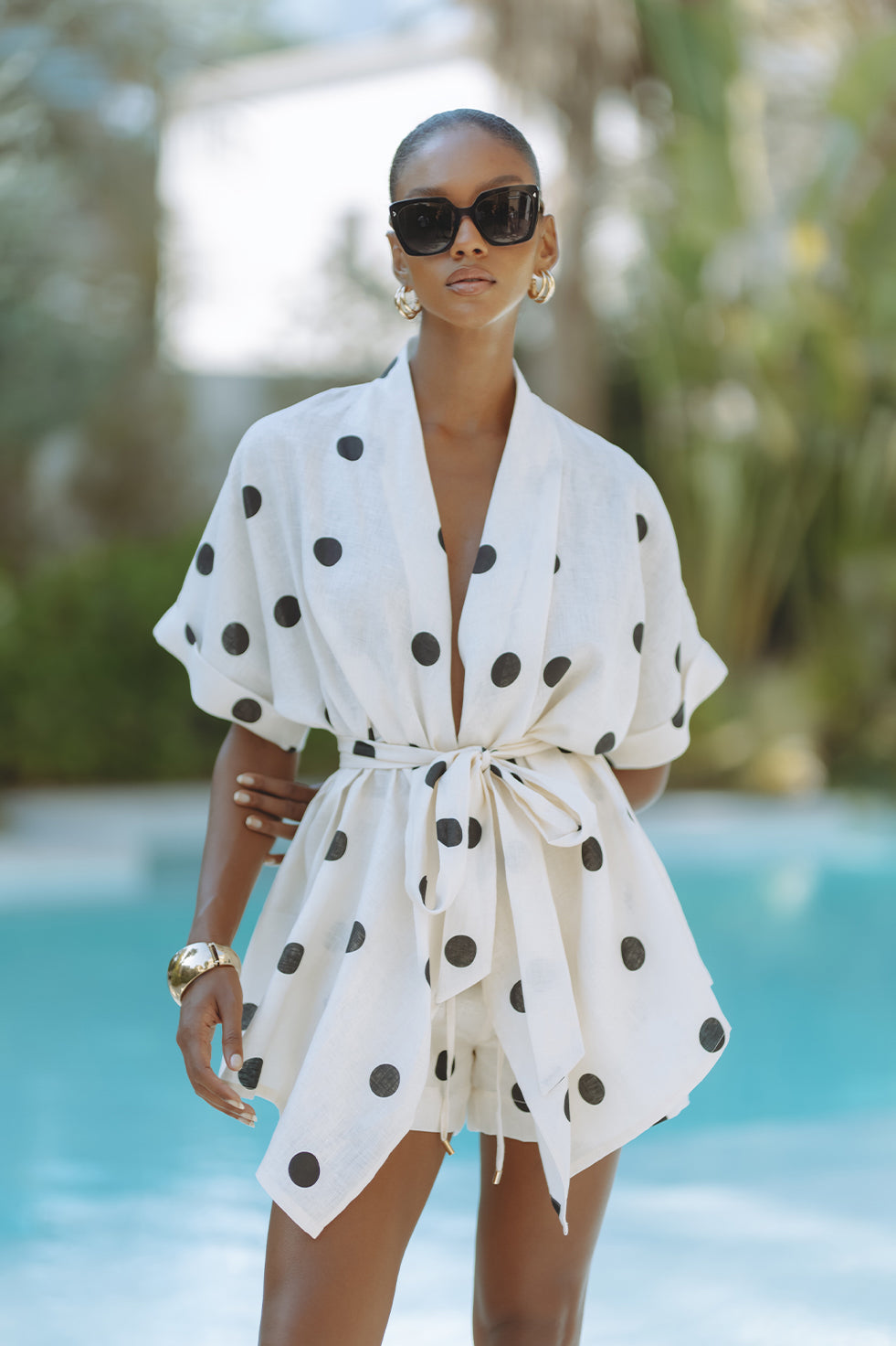Rin | Two-Piece Kimono Set with Polka Dot Pattern