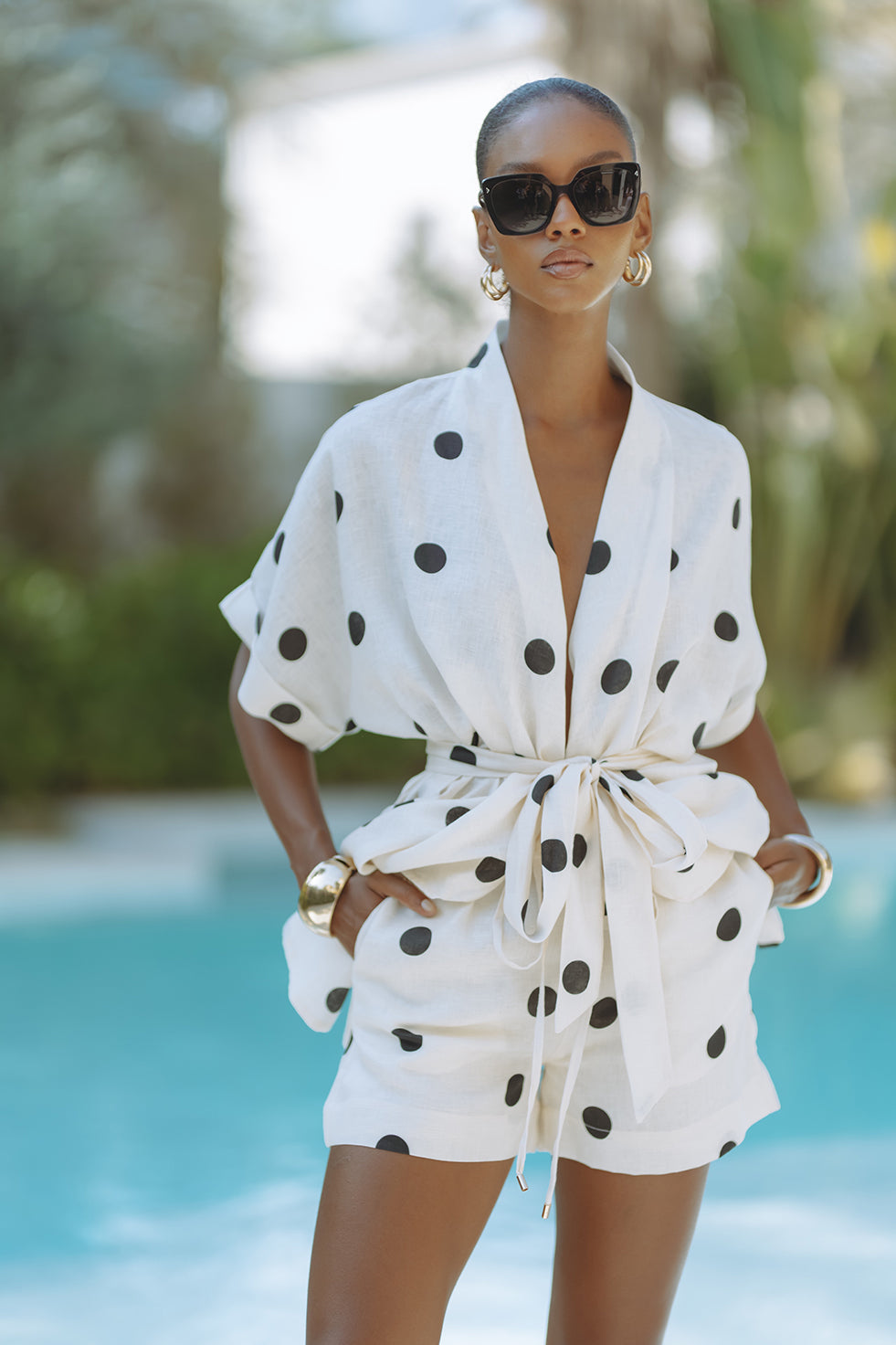 Rin | Two-Piece Kimono Set with Polka Dot Pattern