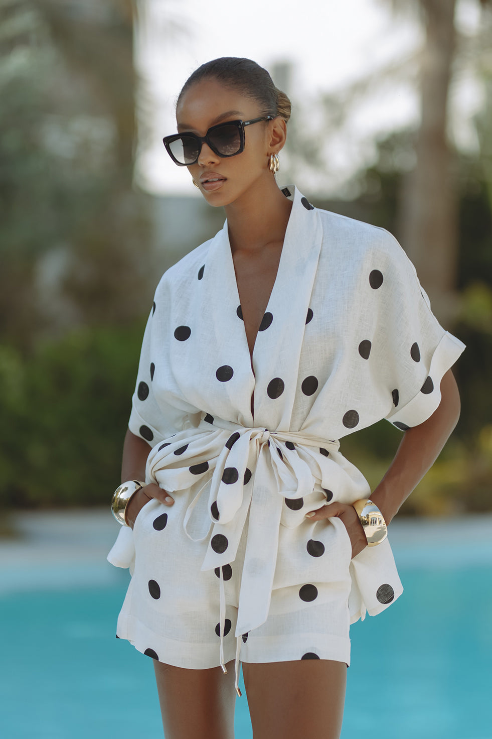 Rin | Two-Piece Kimono Set with Polka Dot Pattern