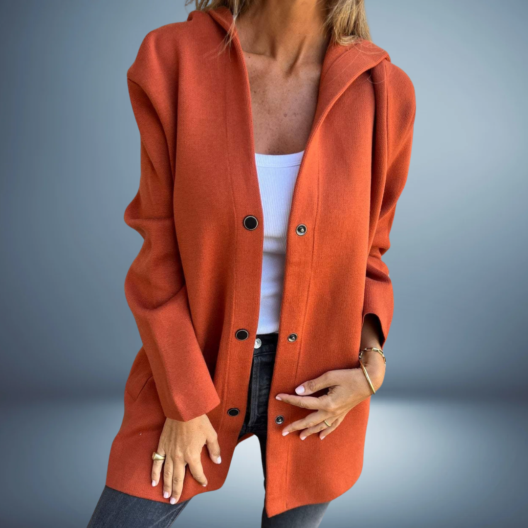 WW | Damen Strick Blazer - Mit Knöpfen & Kapuze