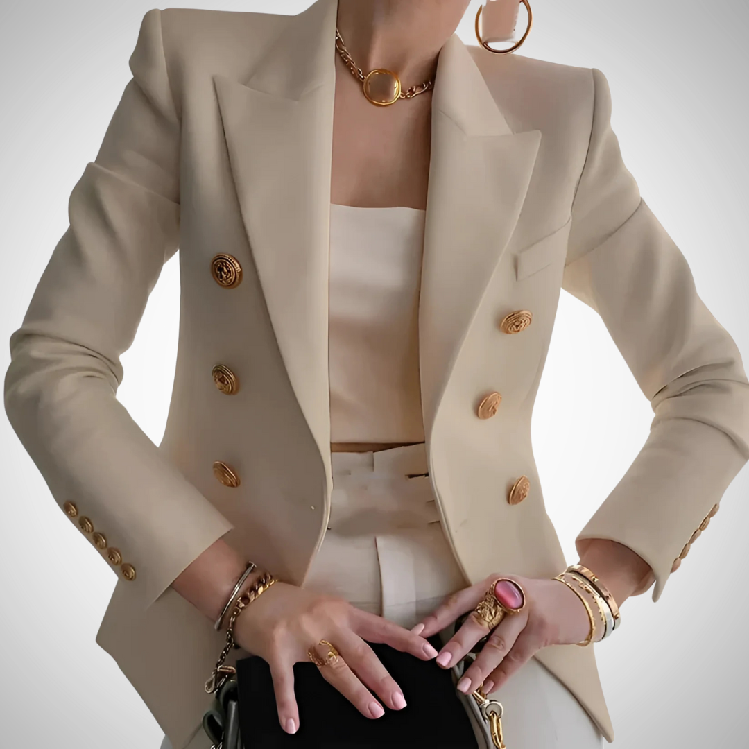 WW | Luxus Damen Doppelreiher Blazer Mit Goldenen Knöpfen Büro Chic