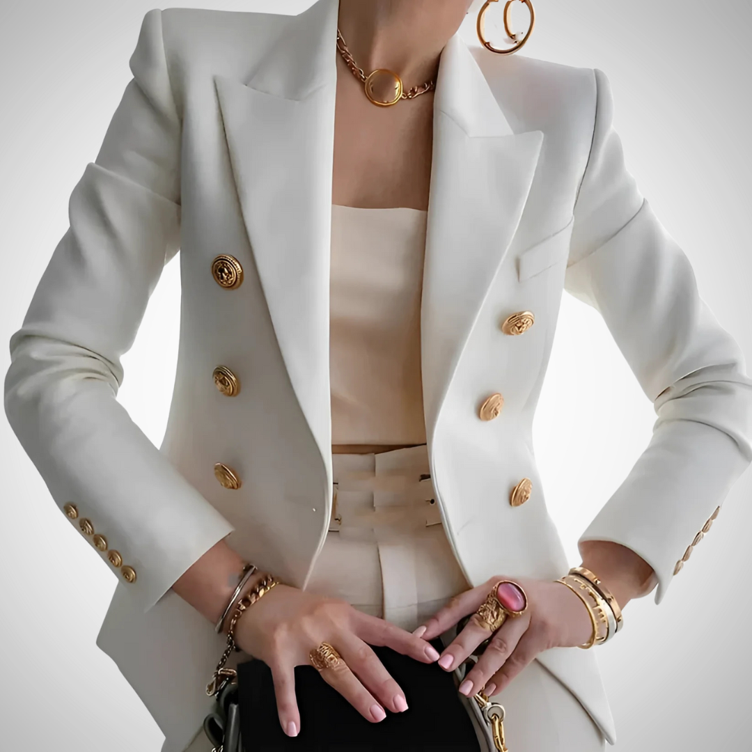 WW | Luxus Damen Doppelreiher Blazer Mit Goldenen Knöpfen Büro Chic