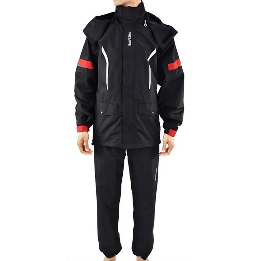 WW | Men's Waterproof Motorcycle Rain Jacket - Reflective Black/Green S-2XL