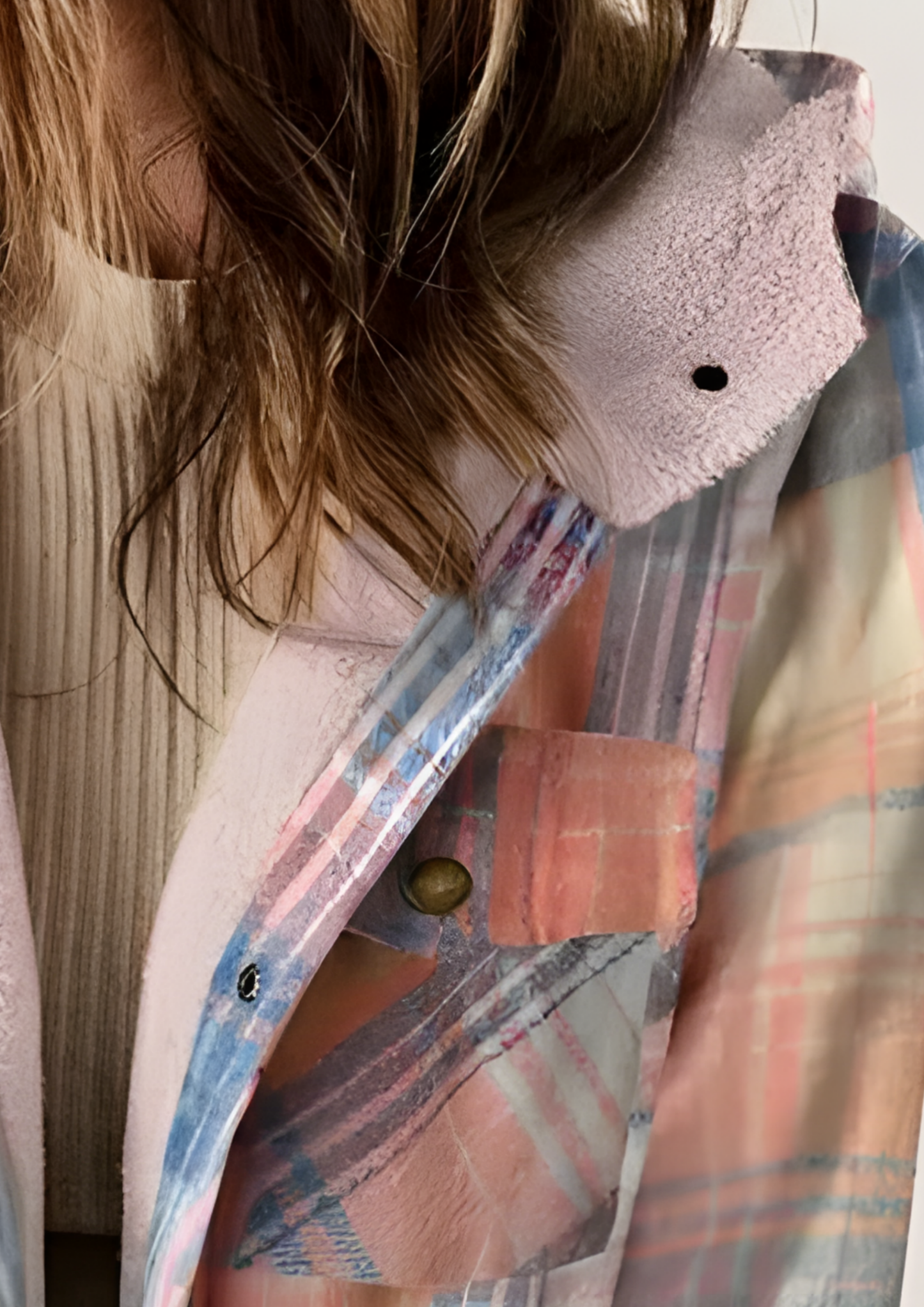 Yseldis Plaid Lined Fleece Jacket - Pink