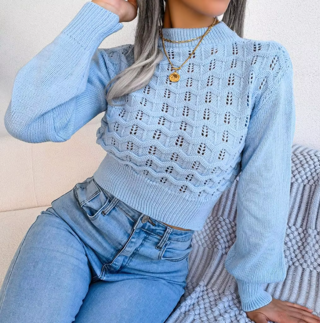 WW | Crop-Top für den Winter mit elegantem Strickmuster für Frauen