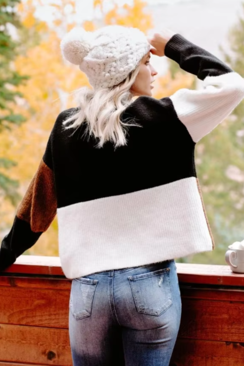 WW | Warmer Pullover mit trendigem Blockfarbenmuster für Frauen