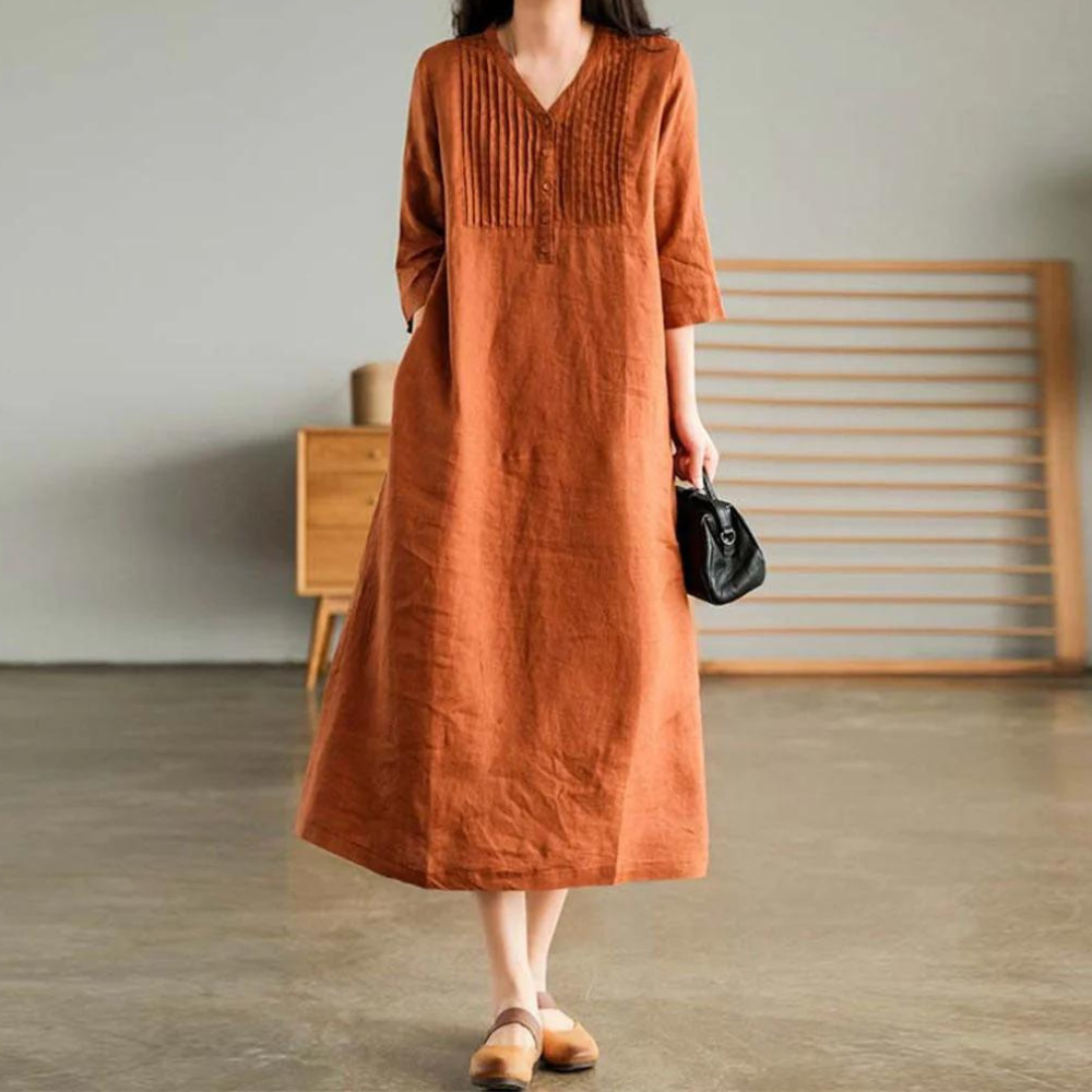 WW | Orange Leinen Kleid