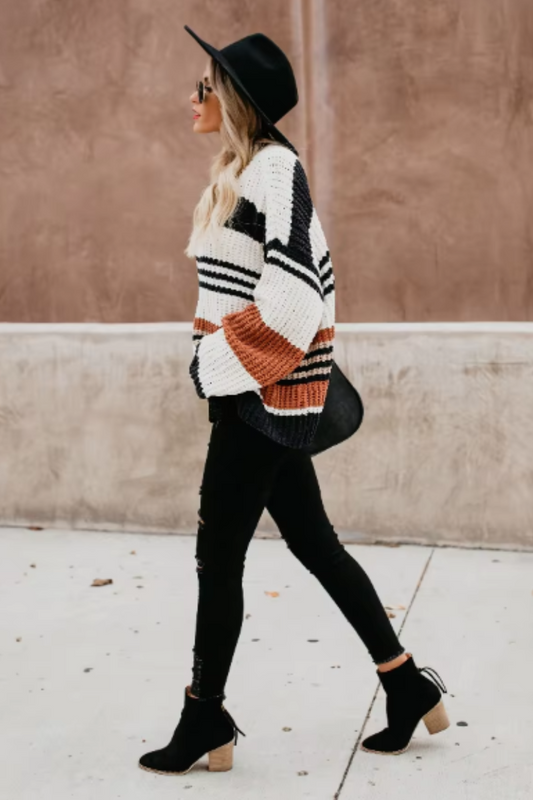 WW | Eleganter Winterpullover mit Streifenmuster für Frauen